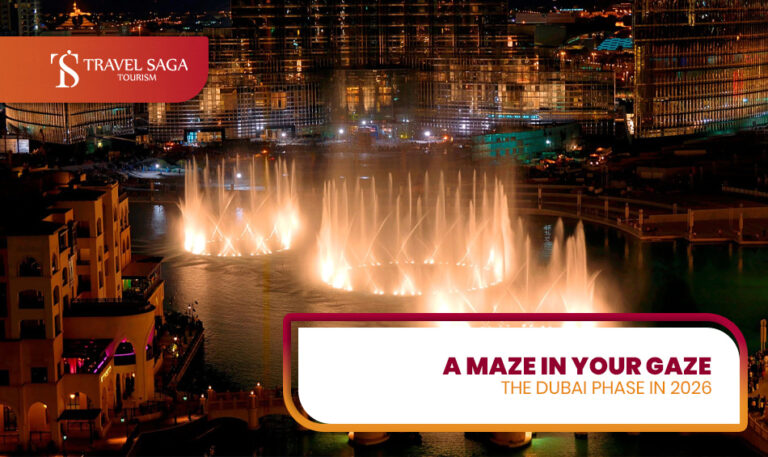 Maze Tower Dubai | Places to visit in Dubai Blog Banner by Travel Saga Tourism