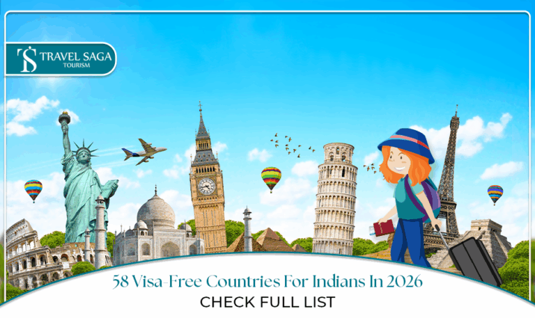 Visa-free countries for Indians | Indian passport visa-free access Blog banner by Travel Saga Tourism