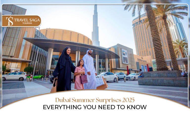 Dubai Summer Surprises 2025, Dubai shopping festival summer 2025 Blog Banner by Travel Saga Tourism