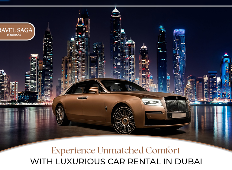 Luxury car rental Dubai | Dubai exotic car rental Blog banner by travel saga tourism