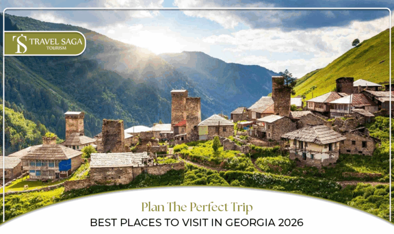 Best places to visit in Georgia 2025, Georgia tourist attractions Blog Banner by Travel Saga Tourism