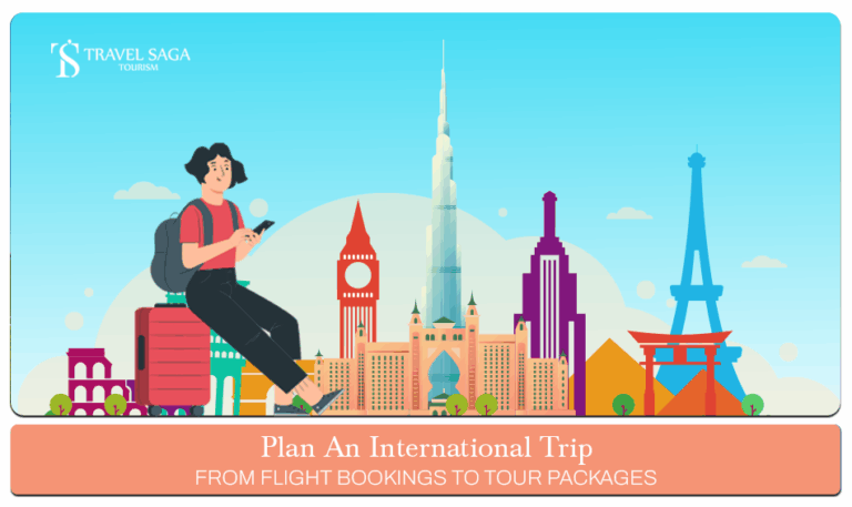 International flight booking, Cheap international flights Blog Banner by Travel Saga Tourism