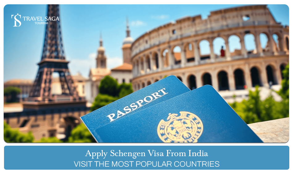 apply Schengen visa from India, Schengen visa application Blog Banner by Travel Saga Tourism