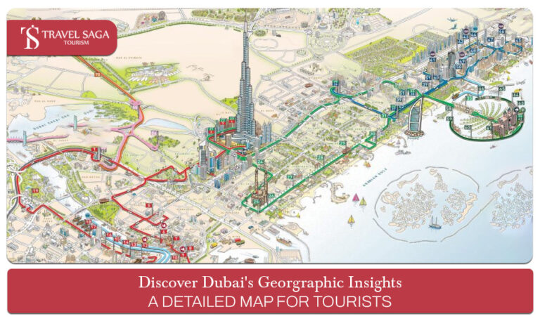 Dubai tourist map,  Dubai city map for tourist Blog Banner by Travel Saga Tourism
