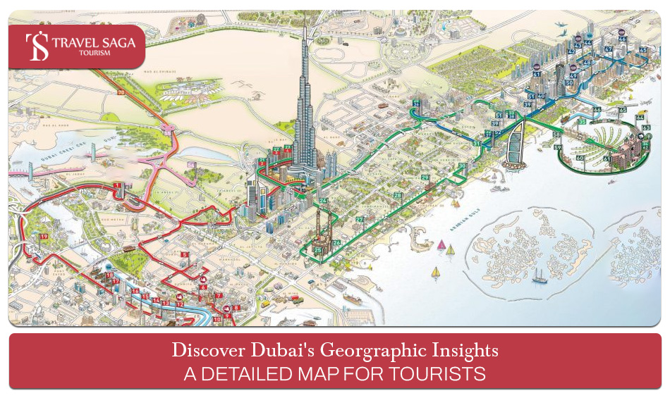 Dubai tourist map,  Dubai city map for tourist Blog Banner by Travel Saga Tourism
