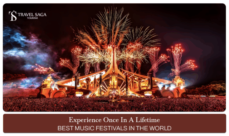 Best Music Festivals In The World | Music Festivals in Dubai Blog Banner by Travel Saga Tourism