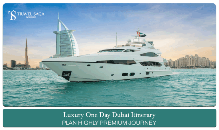 Luxury one day Dubai itinerary, One Day in Dubai Itinerary Blog Banner by Travel Saga Tourism