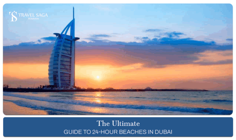 Dubai beach experience | Best Beaches in Dubai Blog Banner by Travel Saga Tourism