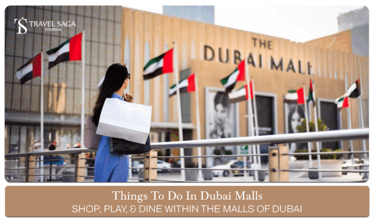 Things to do in Dubai malls, Best Dubai mall experiences Blog Banner by Travel Saga Tourism