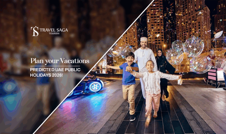 UAE public holidays, Dubai holidays 2026 Blog Banner by Travel Saga Tourism
