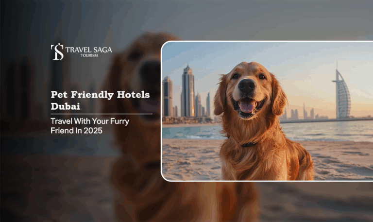 pet friendly hotels Dubai, pet friendly villas Dubai Blog Banner by Travel Saga Tourism