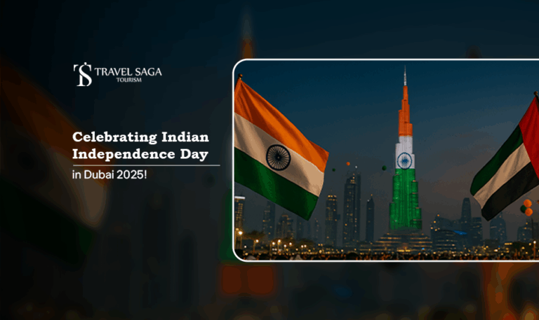 Indian Independence Day Dubai, Indian flag hoisting Dubai Blog banner by Travel Saga Tourism
