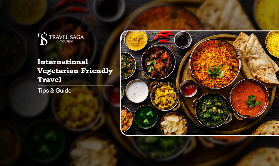 international vegetarian travel guide, vegetarian travel tips abroad Blog banner by Travel Saga Tourism