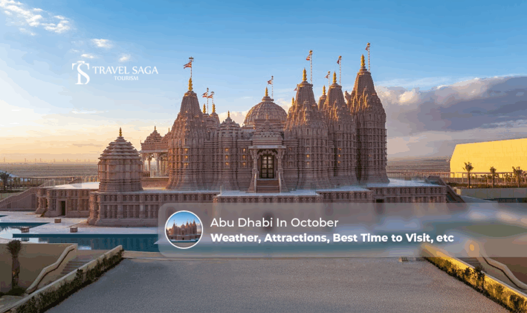 Abu Dhabi weather in October, Things to do in Abu Dhabi in October Blog Banner by Travel Saga Tourism