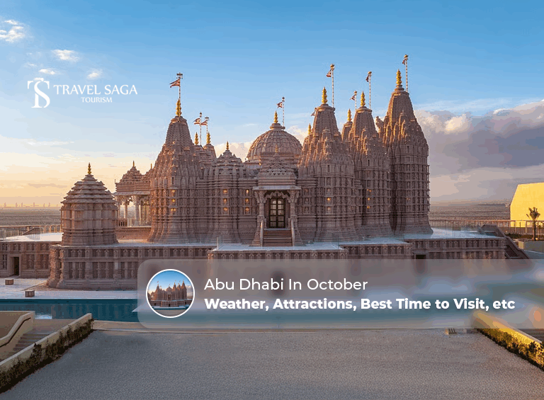 Abu Dhabi weather in October, Things to do in Abu Dhabi in October Blog Banner by Travel Saga Tourism