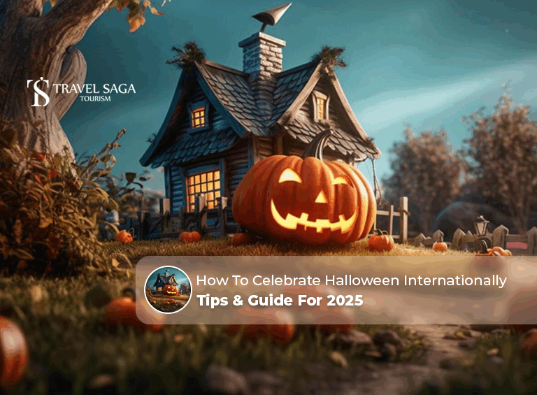 Celebrate Halloween Internationally | Halloween decoration ideas Blog Banner by Travel Saga Tourism