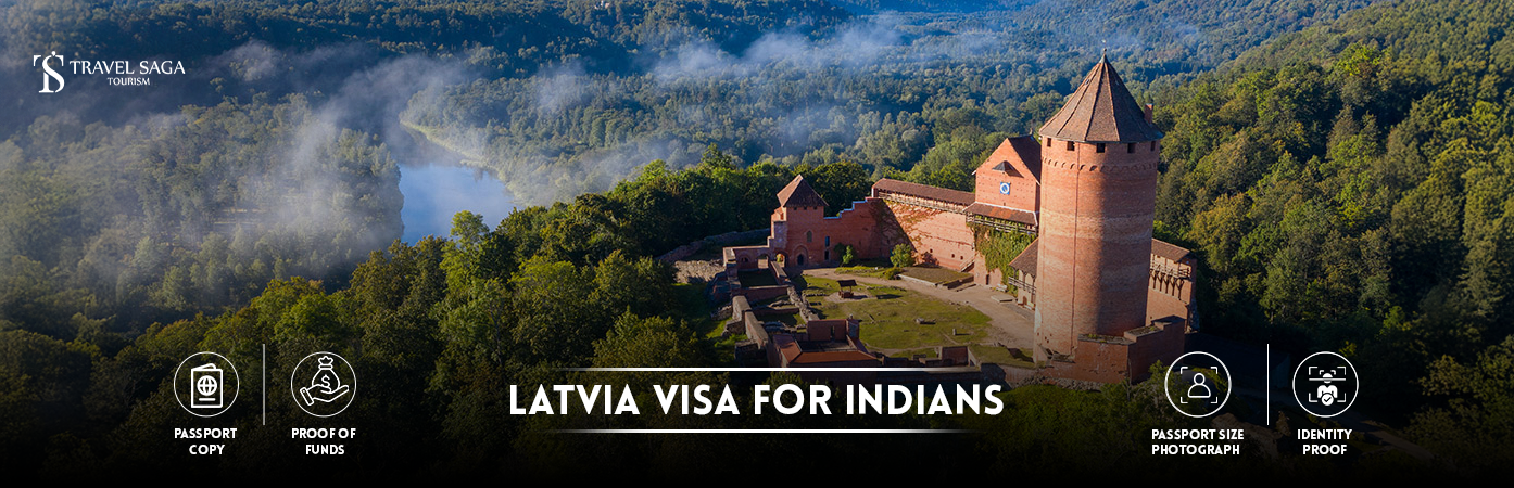 Latvia Visa for Indians | Latvia Tourist Visa for Indians BT Banner by Travel Saga Tourism