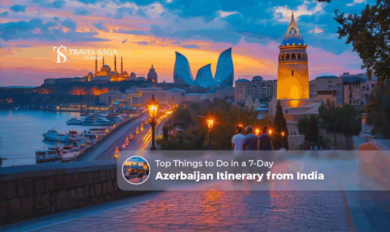 Azerbaijan 7 day itinerary from India | Things to do in Azerbaijan Blog Banner by Travel Saga Tourism
