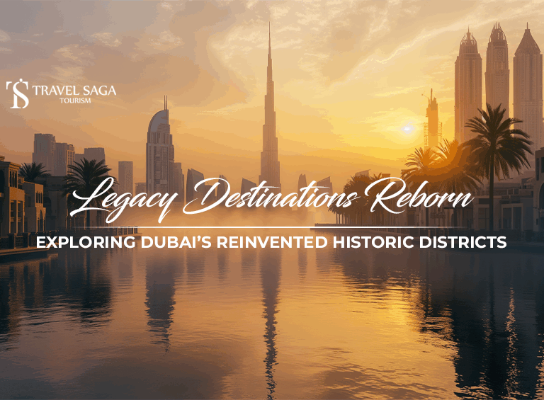 Old Dubai heritage districts | Dubai heritage vs modern Dubai Blog Banner by Travel Saga Tourism