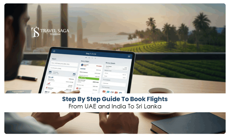 best time to book flights to Sri Lanka | flights from UAE to Sri Lanka Blog Banner by Travel Saga Tourism