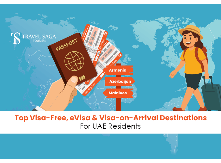 visa free countries for UAE residents | eVisa for UAE residents Blog Banner by Travel Saga Tourism
