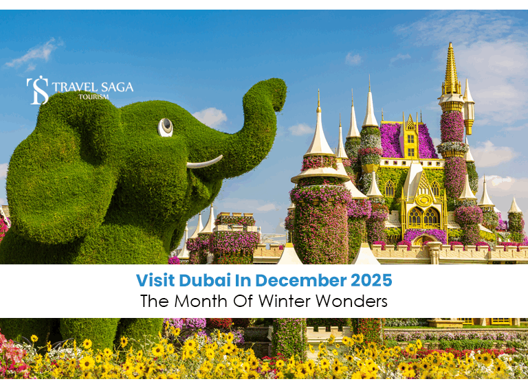 Dubai in December | Places to Visit in December in Dubai Blog Banner by Travel Saga Tourism