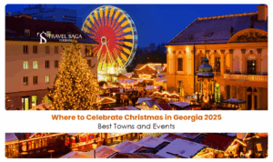 Celebrate Christmas in Georgia | Georgia Christmas events Blog Banner by Travel Saga Tourism