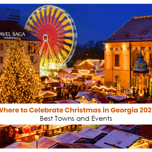 Celebrate Christmas in Georgia | Georgia Christmas events Blog Banner by Travel Saga Tourism