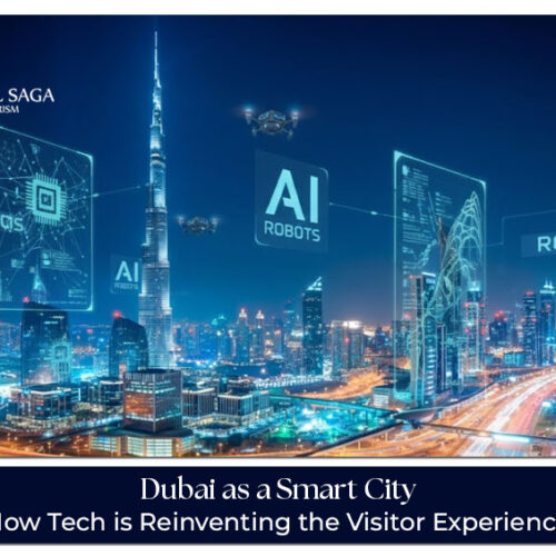 smart city Dubai visitor experience | Dubai smart tourism technology Blog Banner by Travel Saga Tourism