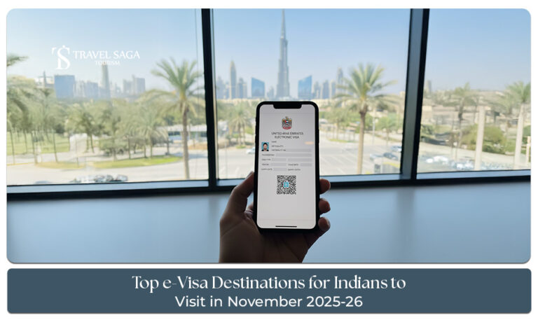 e-Visa destinations for Indians | e-Visa destinations November Blog Banner by Travel Saga Tourism