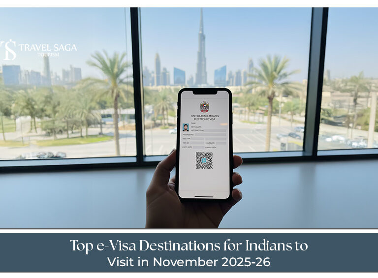 e-Visa destinations for Indians | e-Visa destinations November Blog Banner by Travel Saga Tourism