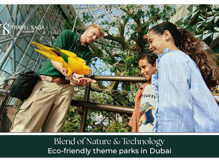 Eco-friendly theme parks in Dubai Blog Banner by Travel Saga Tourism