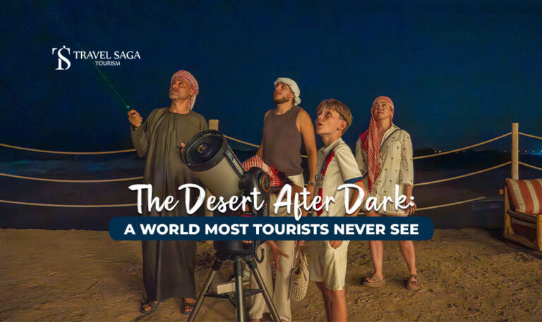 Explore Dubai Desert After Dark Blog Banner by Travel Saga Tourism