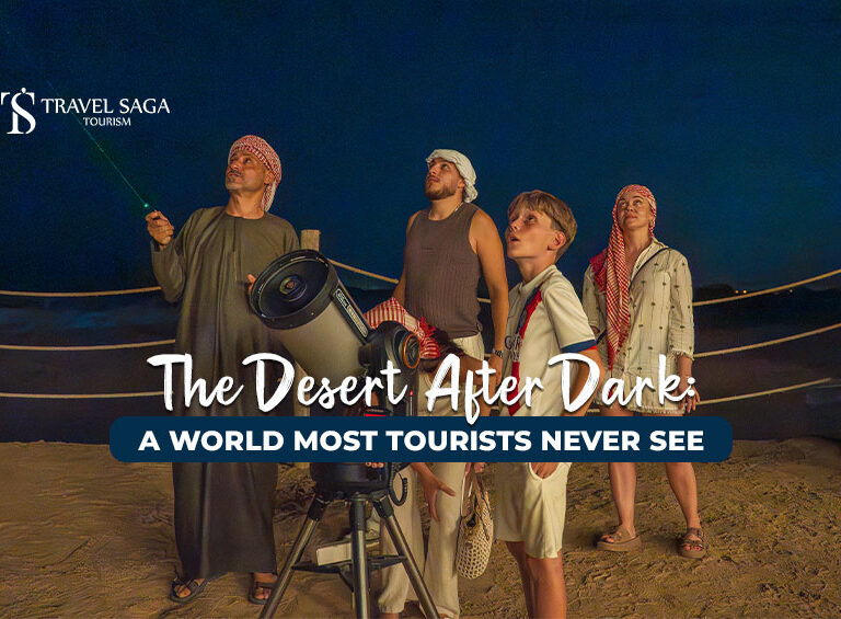 Explore Dubai Desert After Dark Blog Banner by Travel Saga Tourism