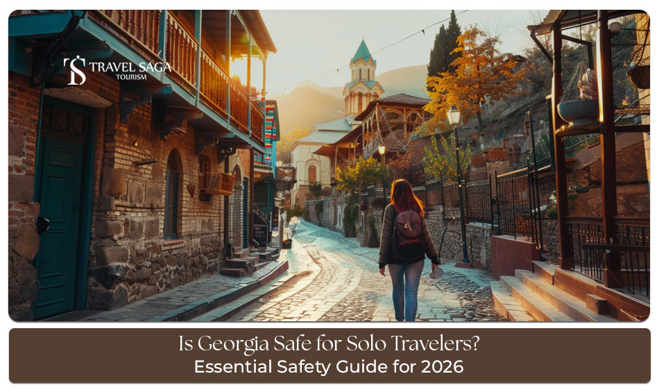 is Georgia safe for solo travelers Blog Banner by Travel Saga Tourism