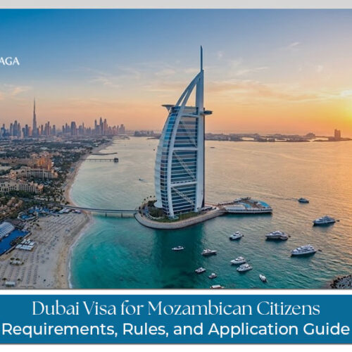 Dubai Visa for Mozambican Citizens Guide with UAE skyline and Burj Khalifa travel concept