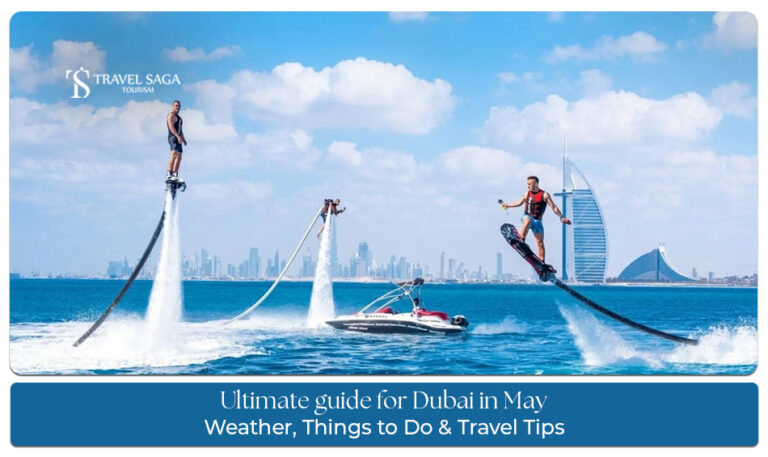 Visitors enjoying Dubai landmarks in May