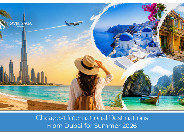 Popular international summer destinations from Dubai featuring beaches, mountains, and cultural attractions