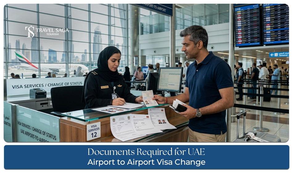 Documents required for UAE airport to airport visa change and travel processing