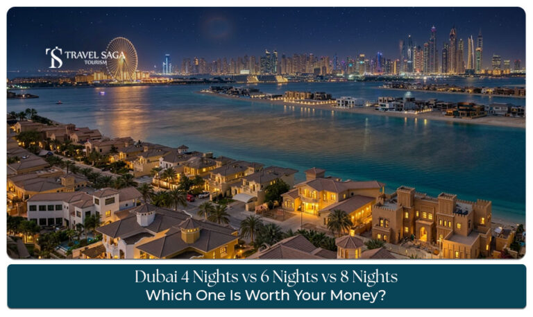 Comparison of 4-night, 6-night, and 8-night Dubai travel itineraries with top attractions