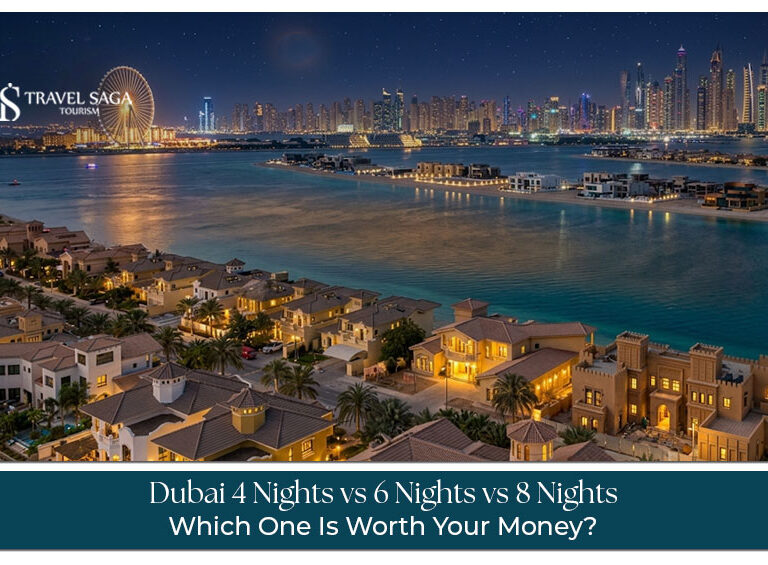 Comparison of 4-night, 6-night, and 8-night Dubai travel itineraries with top attractions