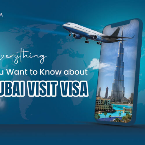Dubai visit visa application with passport, travel documents, and UAE entry requirements