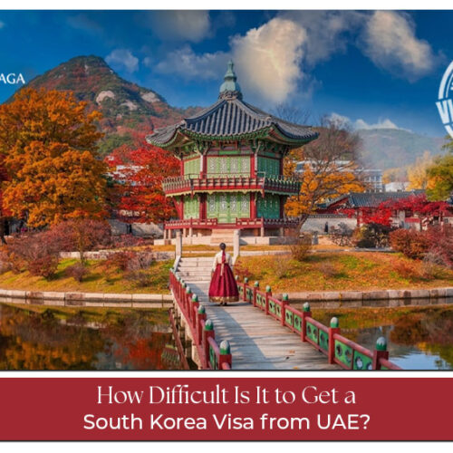 South Korea visa application process from the UAE with passport, visa documents, and travel planning essentials.