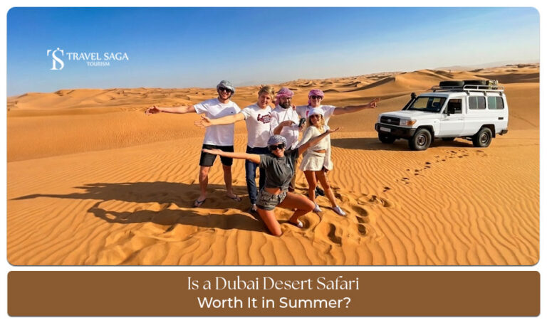 Dubai desert safari experience in summer with sunset views and desert activities
