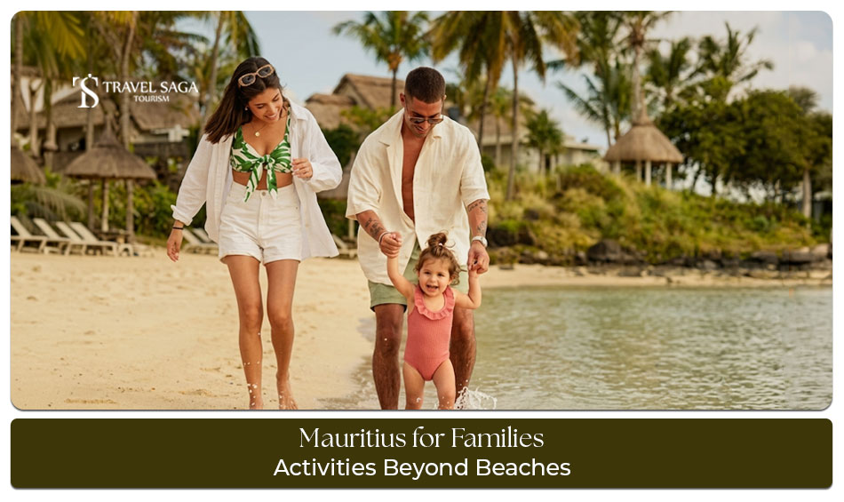Family enjoying beaches and attractions in Mauritius during a tropical holiday