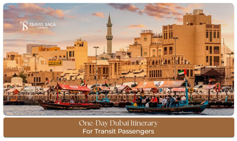 Transit passenger exploring Dubai's top attractions in one day, including Burj Khalifa, Dubai Marina, and Downtown Dubai.