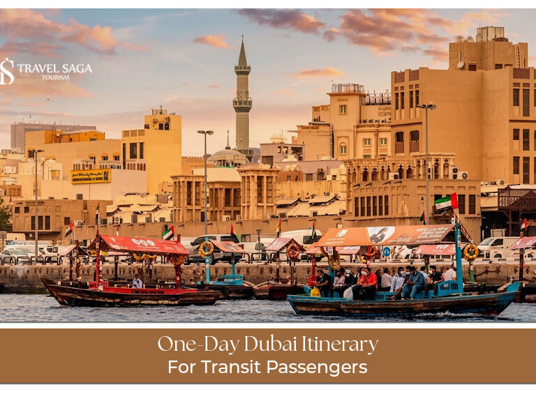 Transit passenger exploring Dubai's top attractions in one day, including Burj Khalifa, Dubai Marina, and Downtown Dubai.