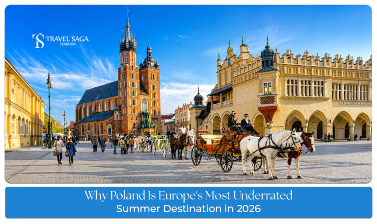 Beautiful summer landscapes and historic cities in Poland attracting international travellers