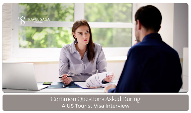 US tourist visa interview with applicant answering B1/B2 visa questions at the embassy