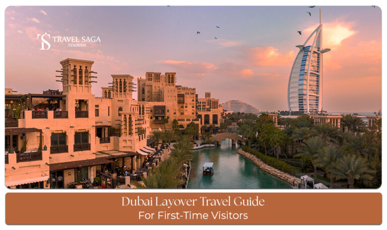 First-time visitors exploring Dubai during a layover with iconic landmarks and airport transfers
